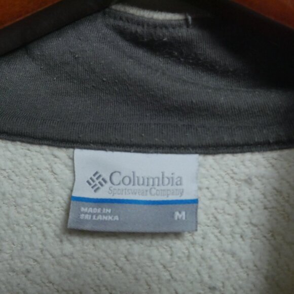Columbia Mens Cream Pullover 1/4 Zip M Cotton Blend Sweatshirt Mock Neck - Picture 5 of 16